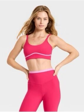 ✨Full Set✨ Hot Pink Sports Bra and leggings with Light Pink Trim